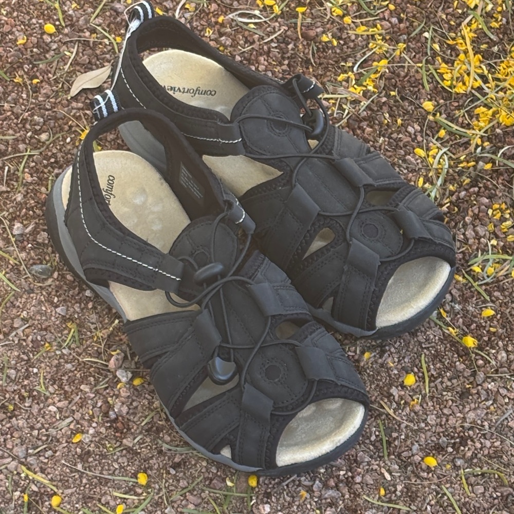 ComfortView Trek Women’s Walking Sandals Size 9 W Black
